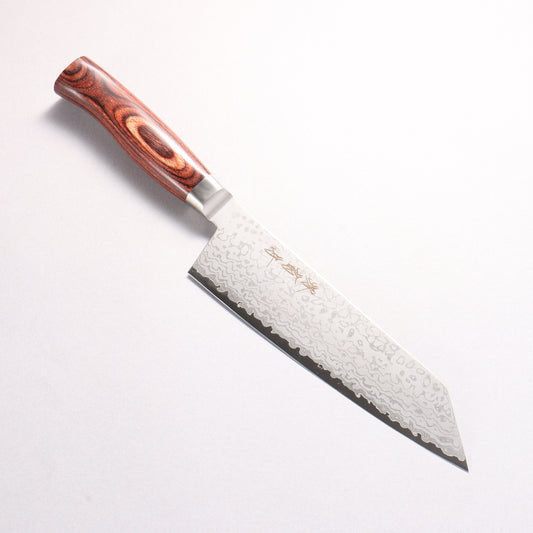 堺 菊守 V金10号 17層ダマスカス 文化包丁 180mm 赤合板柄 - 清助刃物