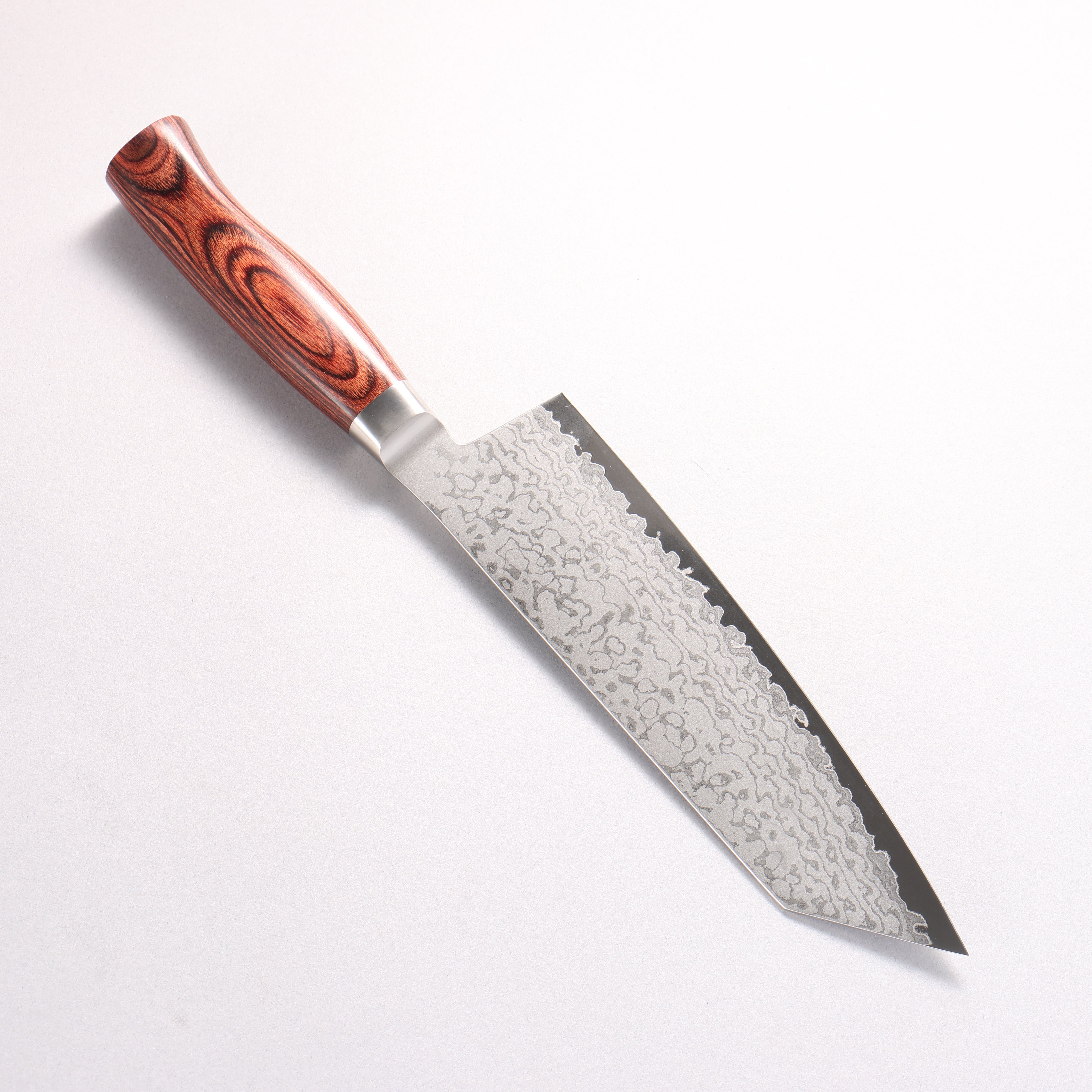堺 菊守 V金10号 17層ダマスカス 文化包丁 180mm 赤合板柄 - 清助刃物