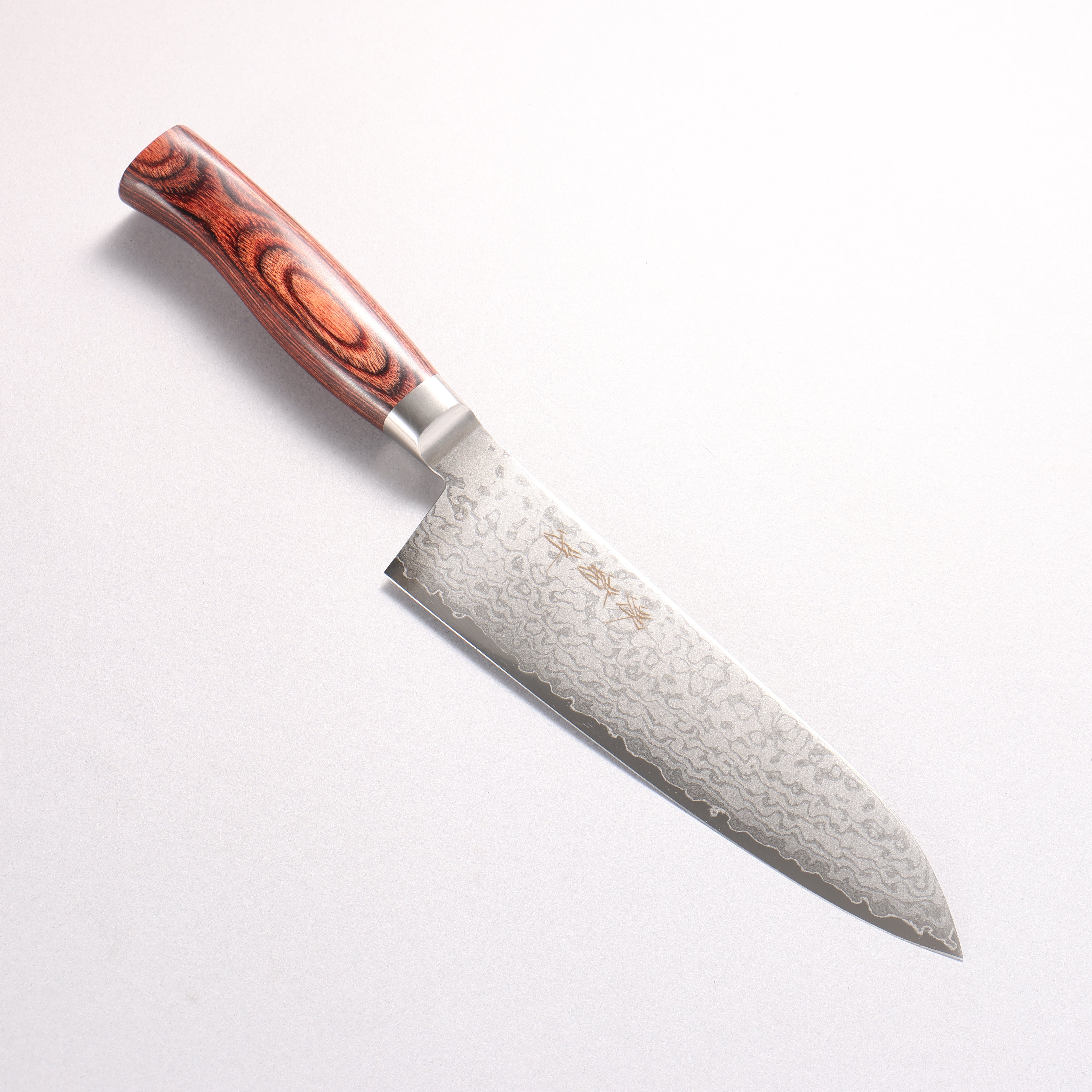 堺 菊守 V金10号 17層ダマスカス 三徳包丁 180mm 赤合板柄 - 清助刃物