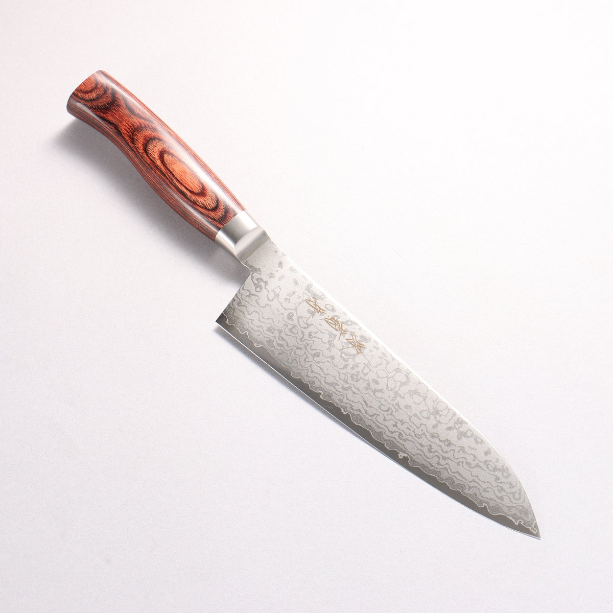 堺 菊守 V金10号 17層ダマスカス 三徳包丁 180mm 赤合板柄