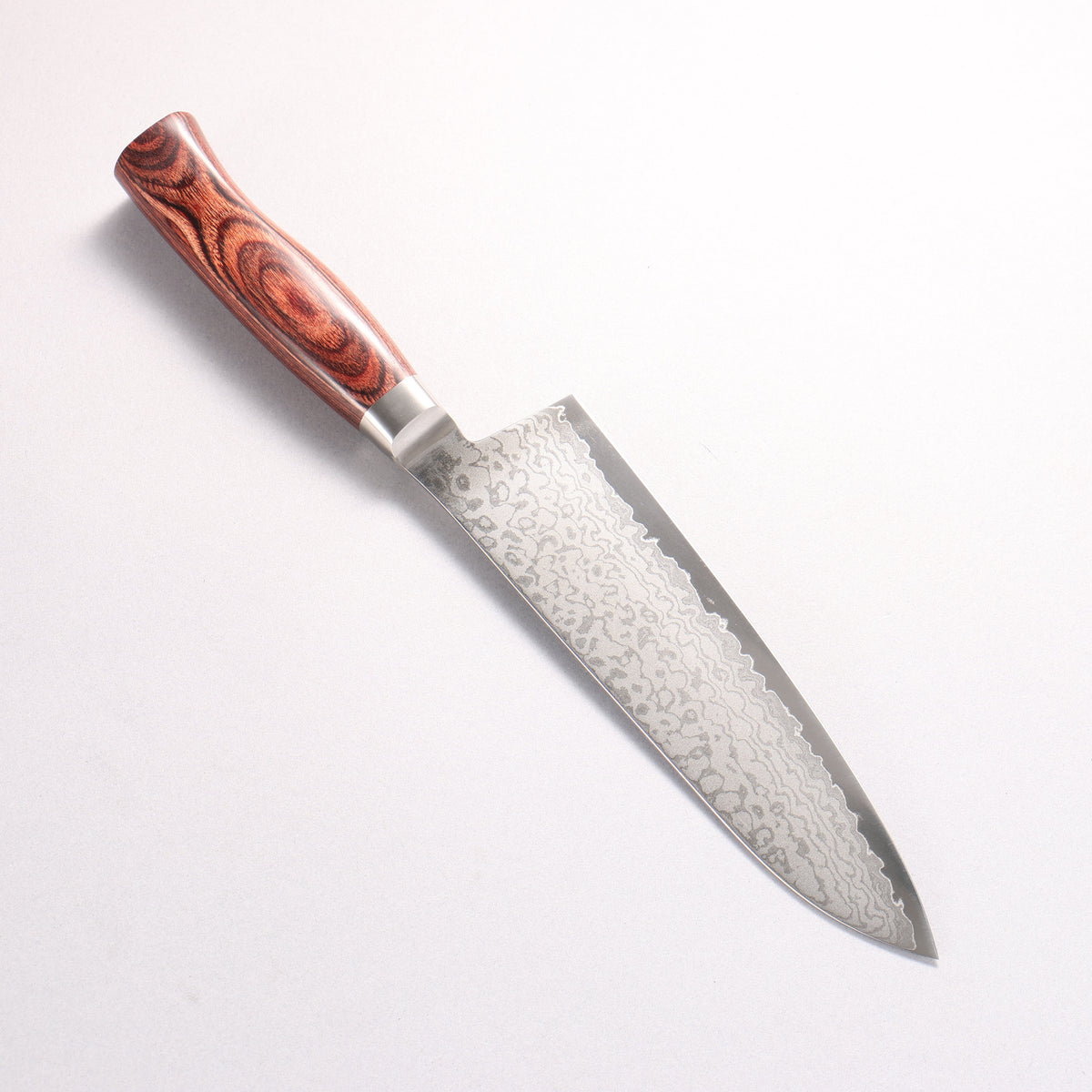 堺 菊守 V金10号 17層ダマスカス 三徳包丁 180mm 赤合板柄