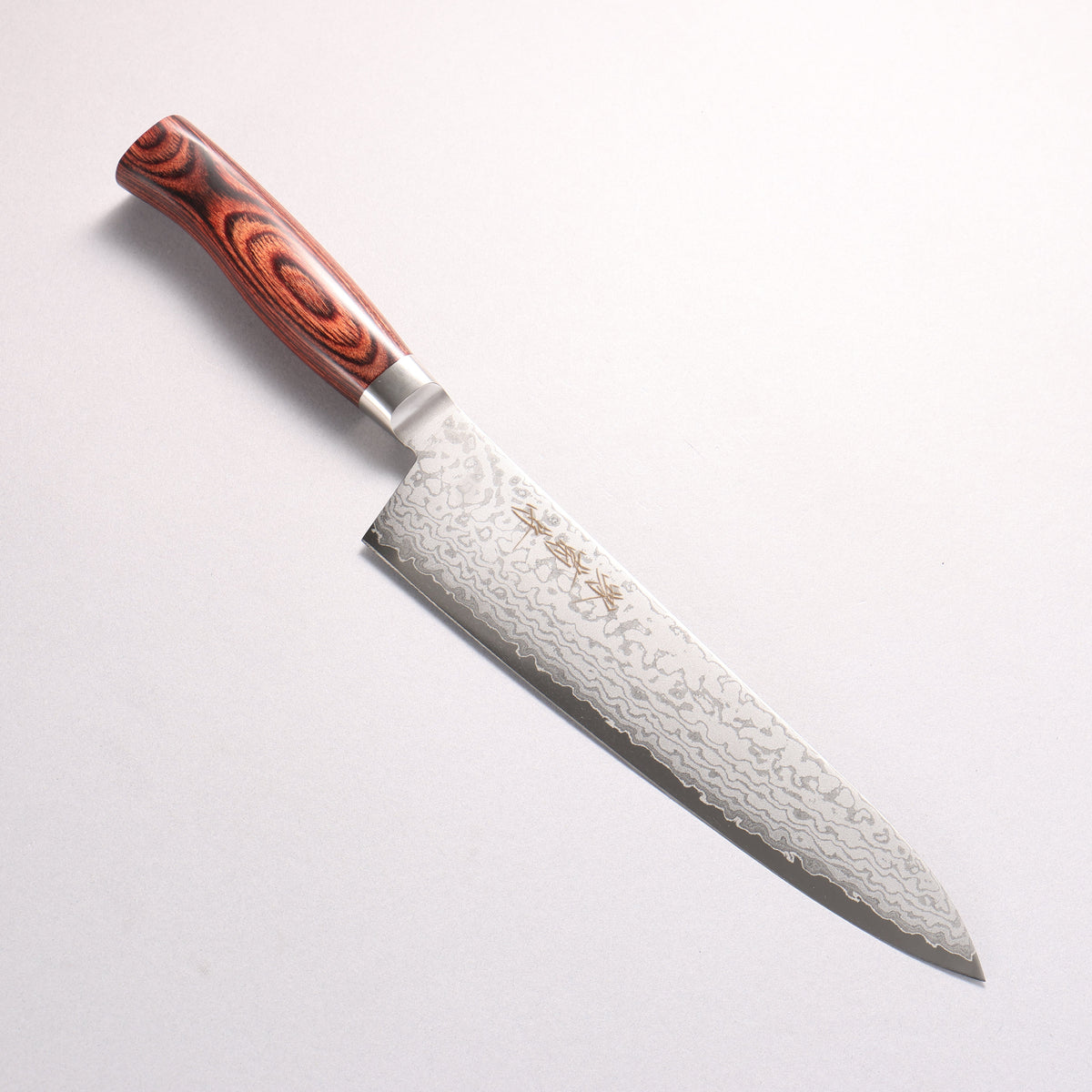 堺 菊守 V金10号 17層ダマスカス 牛刀包丁 210mm 赤合板柄