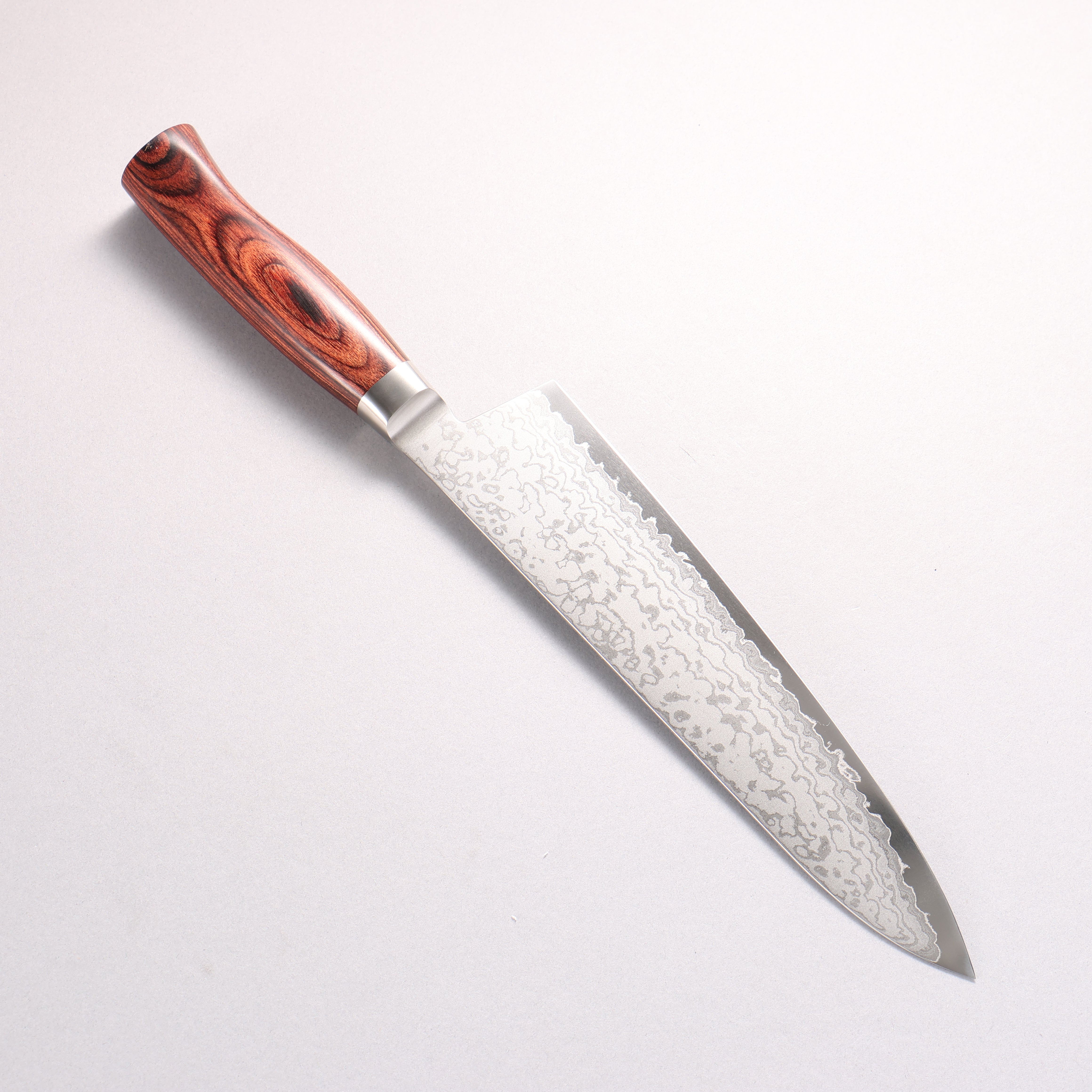 堺 菊守 V金10号 17層ダマスカス 牛刀包丁 210mm 赤合板柄 - 清助刃物