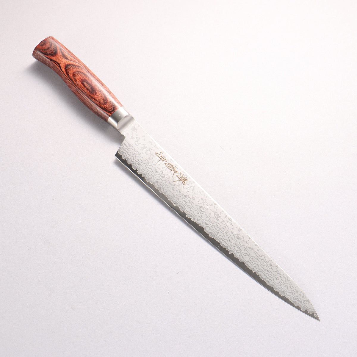 堺 菊守 V金10号 17層ダマスカス 筋引包丁 240mm 赤合板柄 - 清助刃物