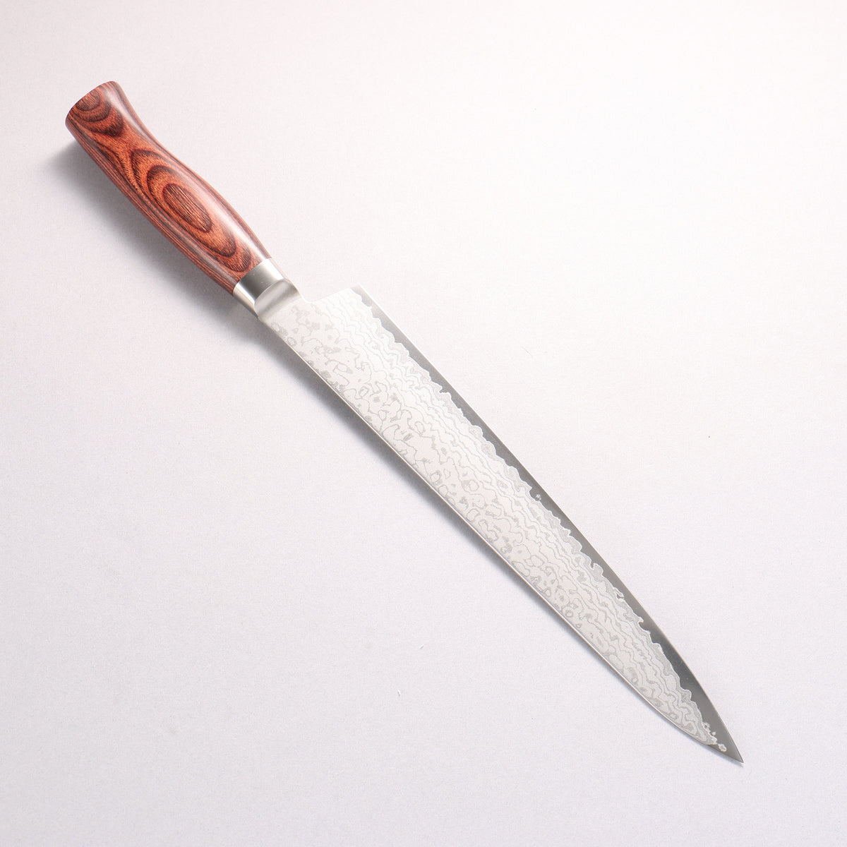 堺 菊守 V金10号 17層ダマスカス 筋引包丁 240mm 赤合板柄 - 清助刃物