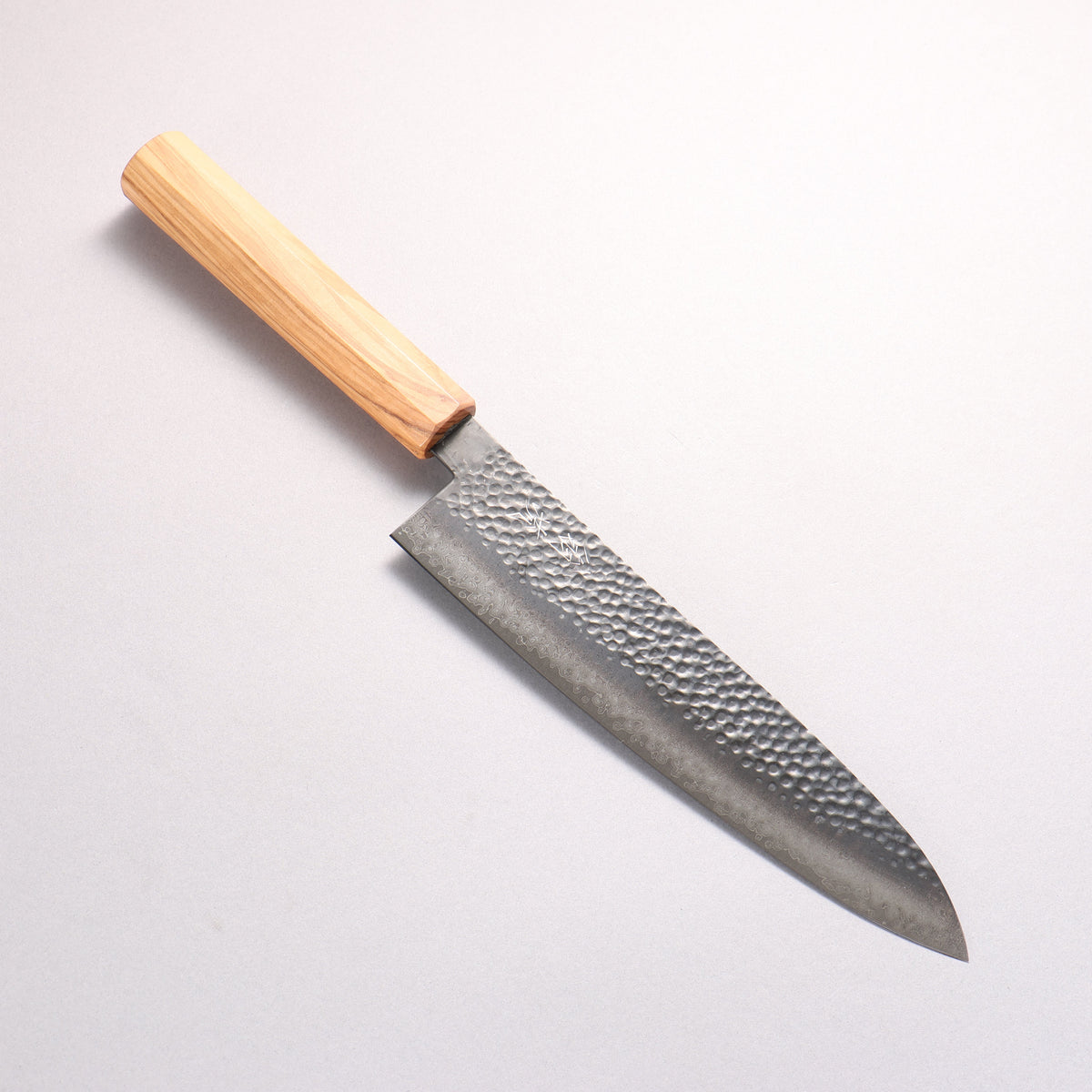 翁流 V金10号 鎚目 ダマスカス 黒染 牛刀包丁 210mm オリーブの木柄