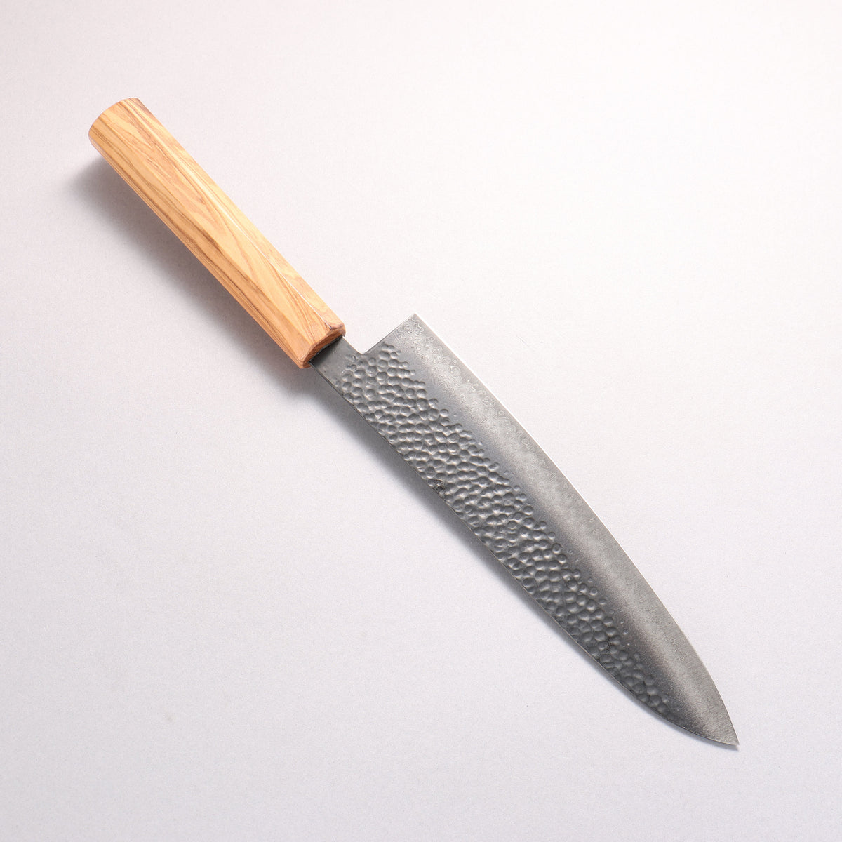 翁流 V金10号 鎚目 ダマスカス 黒染 牛刀包丁 210mm オリーブの木柄