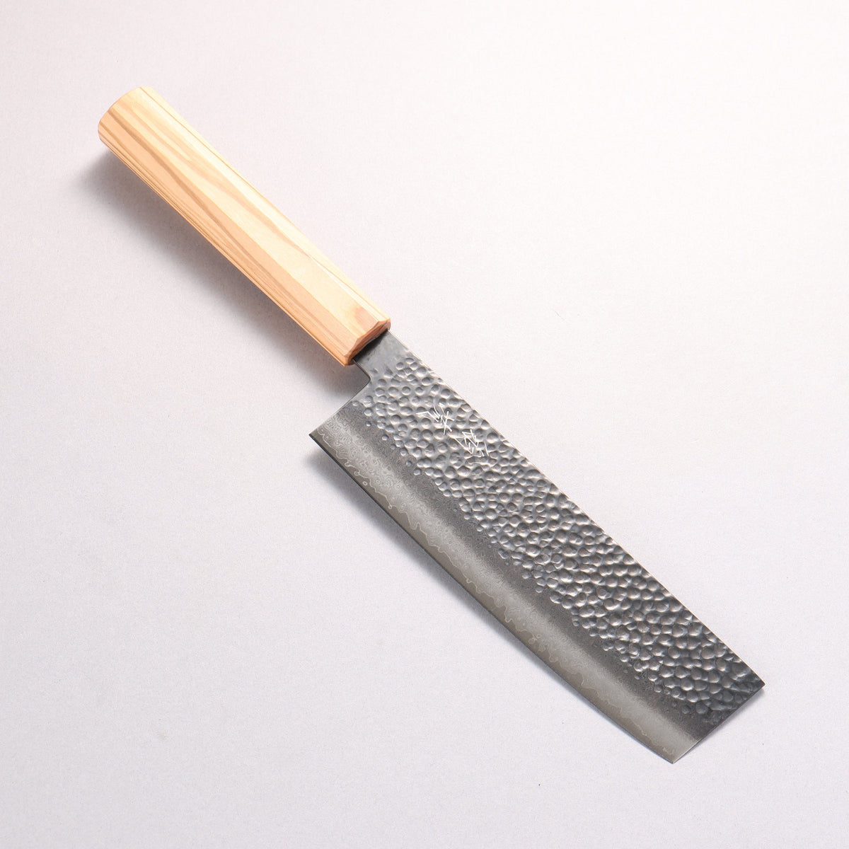 翁流 V金10号 鎚目 ダマスカス 黒染 菜切包丁 170mm オリーブの木柄