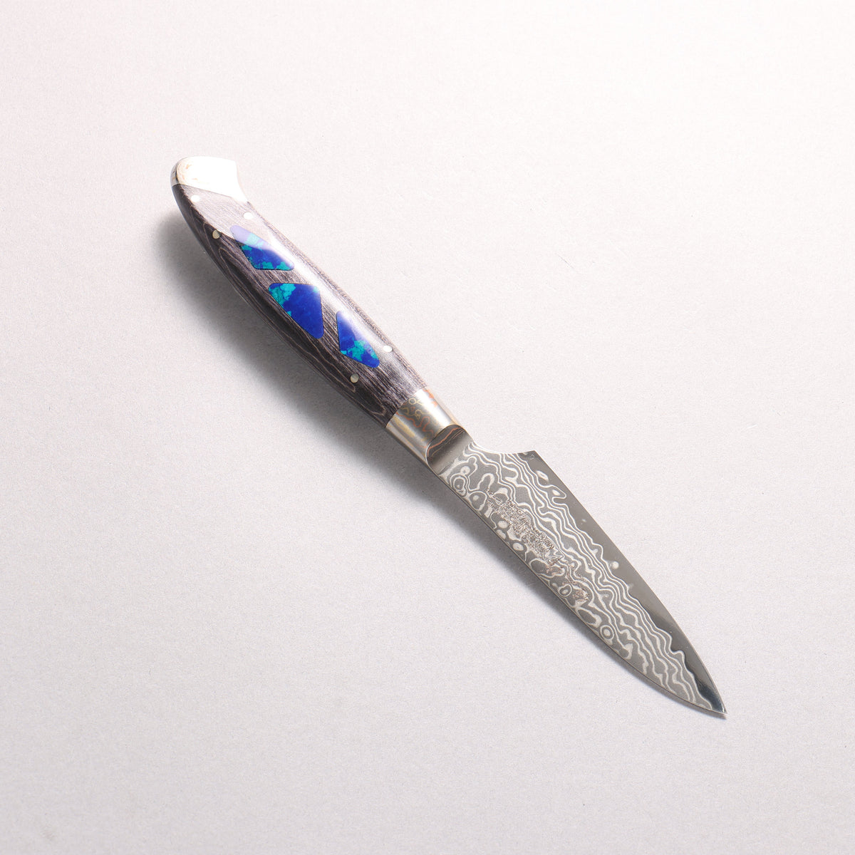 佳人 ZDP189 ダマスカス 磨き仕上げ ペティーナイフ 95mm スタビライズドウッド（天然石象嵌入り）柄