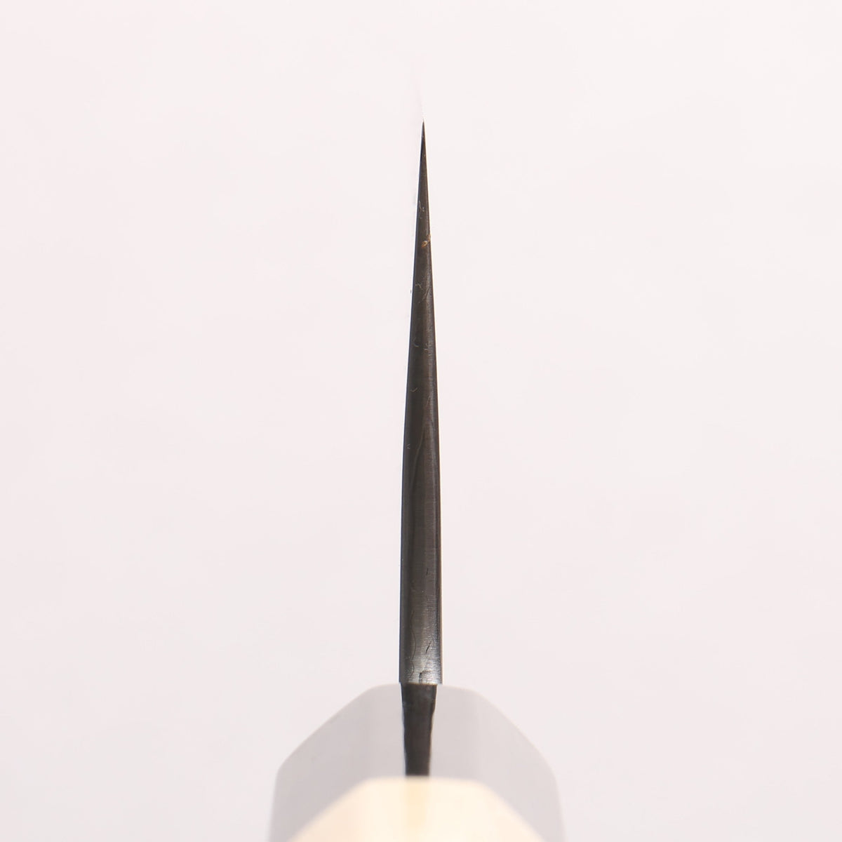 菊月 白ニ鋼 霞研 三徳包丁 130mm 朴 (口輪：水牛)柄
