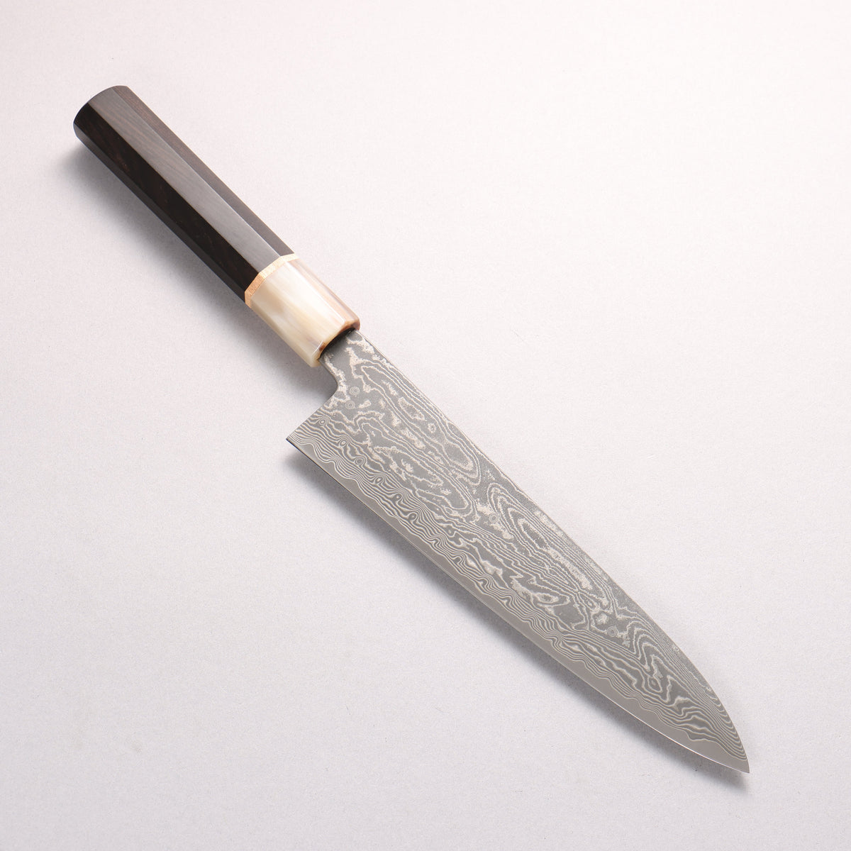 中川 悟志 SPG STRIX 黒ダマスカス 牛刀包丁 210mm 黒檀 (1 メープルリング　マーブル水牛口輪)柄