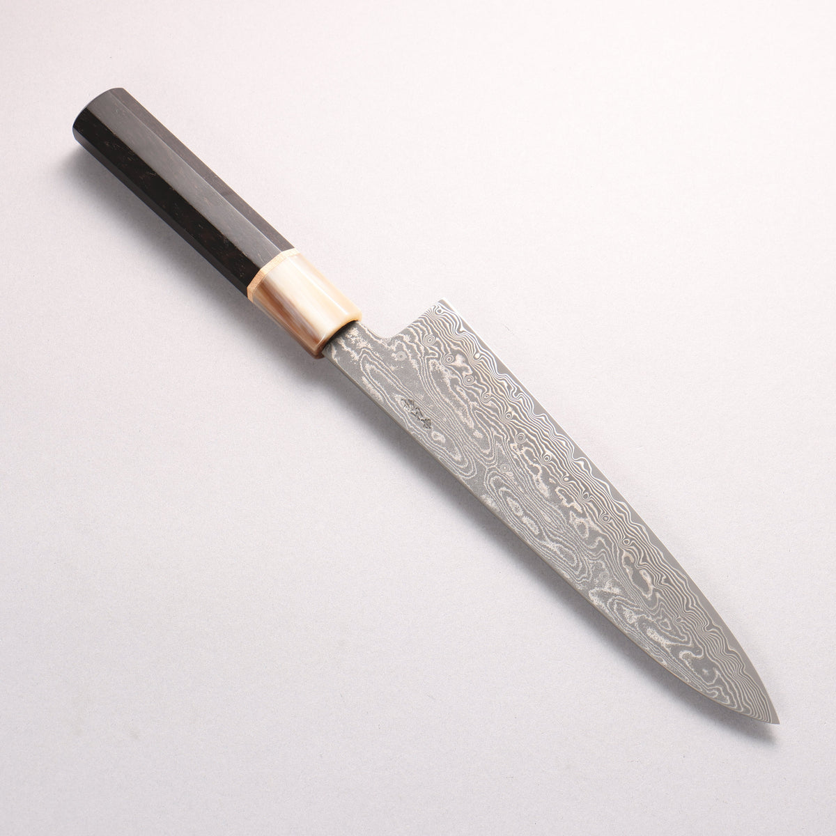 中川 悟志 SPG STRIX 黒ダマスカス 牛刀包丁 210mm 黒檀 (1 メープルリング　マーブル水牛口輪)柄