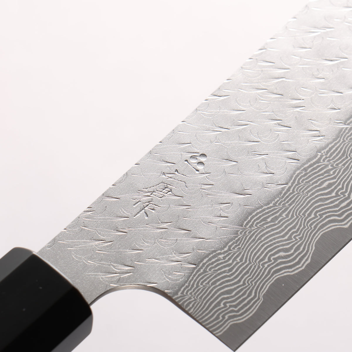 二唐 SPG STRIX 鎚目 ダマスカス 切付菜切包丁 180mm 黒檀 (口輪：黒水牛)柄 - 清助刃物