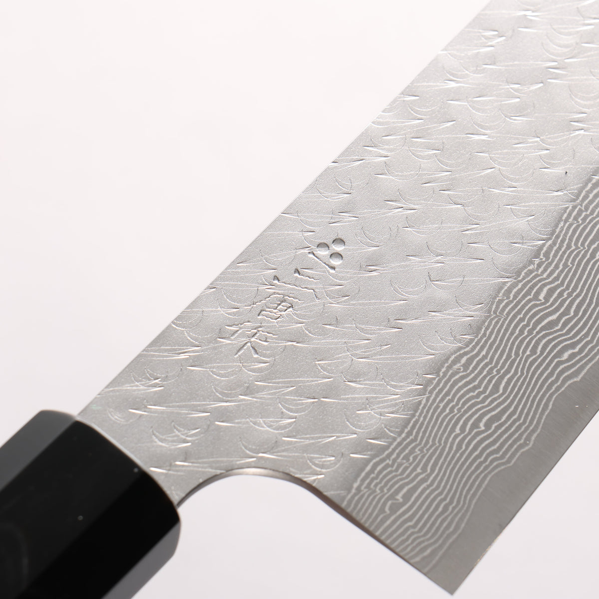 二唐 SPG STRIX 鎚目 ダマスカス 牛刀包丁 240mm 黒檀 (口輪：黒水牛)柄 - 清助刃物