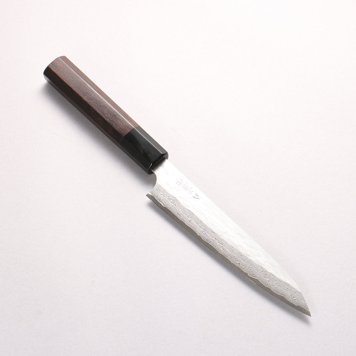 二唐 VG-XEOS 鎚目 ダマスカス ペティーナイフ 160mm 黒檀 (口輪：黒水牛)柄 - 清助刃物