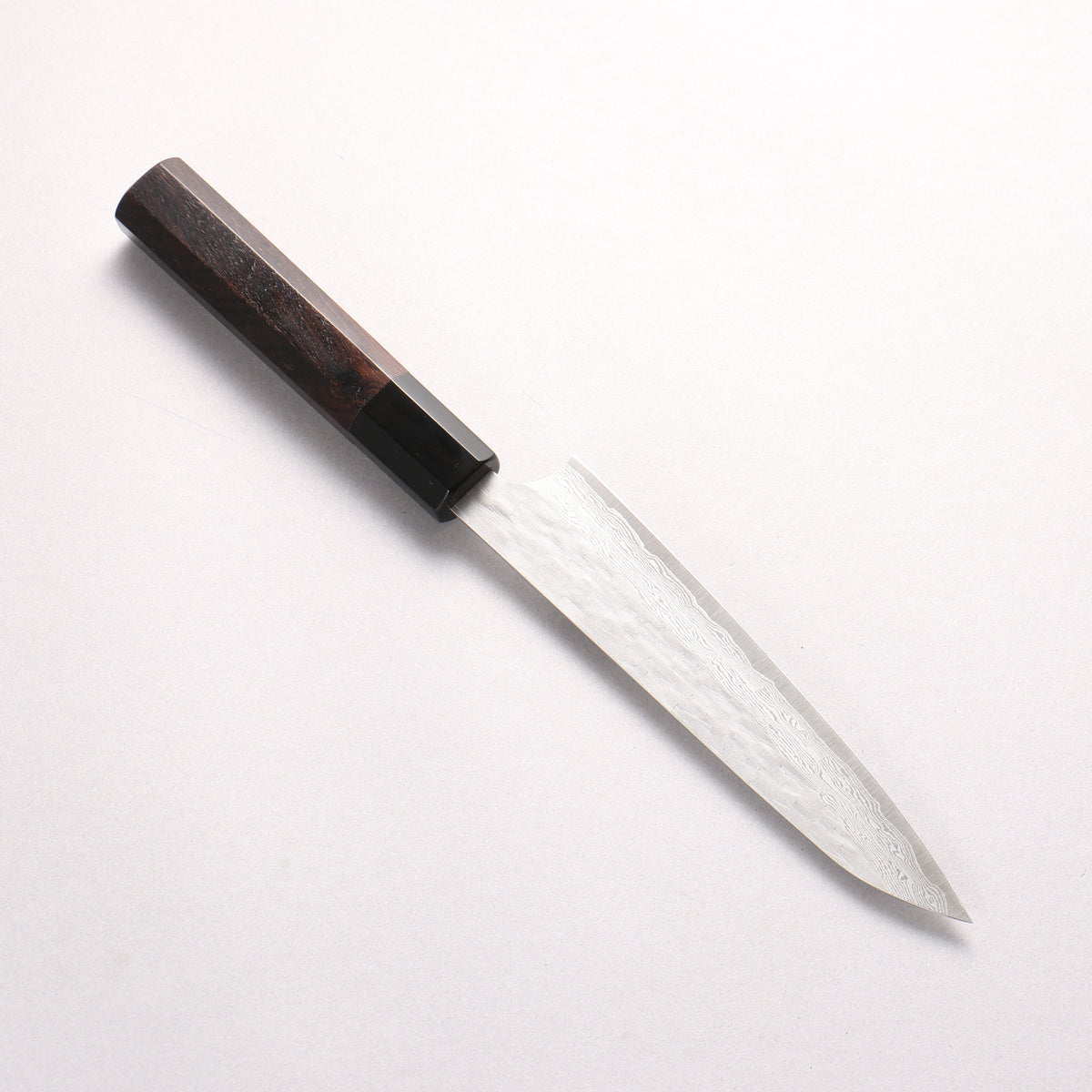 二唐 VG-XEOS 鎚目 ダマスカス ペティーナイフ 160mm 黒檀 (口輪：黒水牛)柄 - 清助刃物