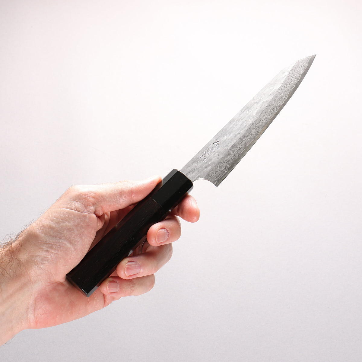 二唐 VG-XEOS 鎚目 ダマスカス ペティーナイフ 160mm 黒檀 (口輪：黒水牛)柄 - 清助刃物