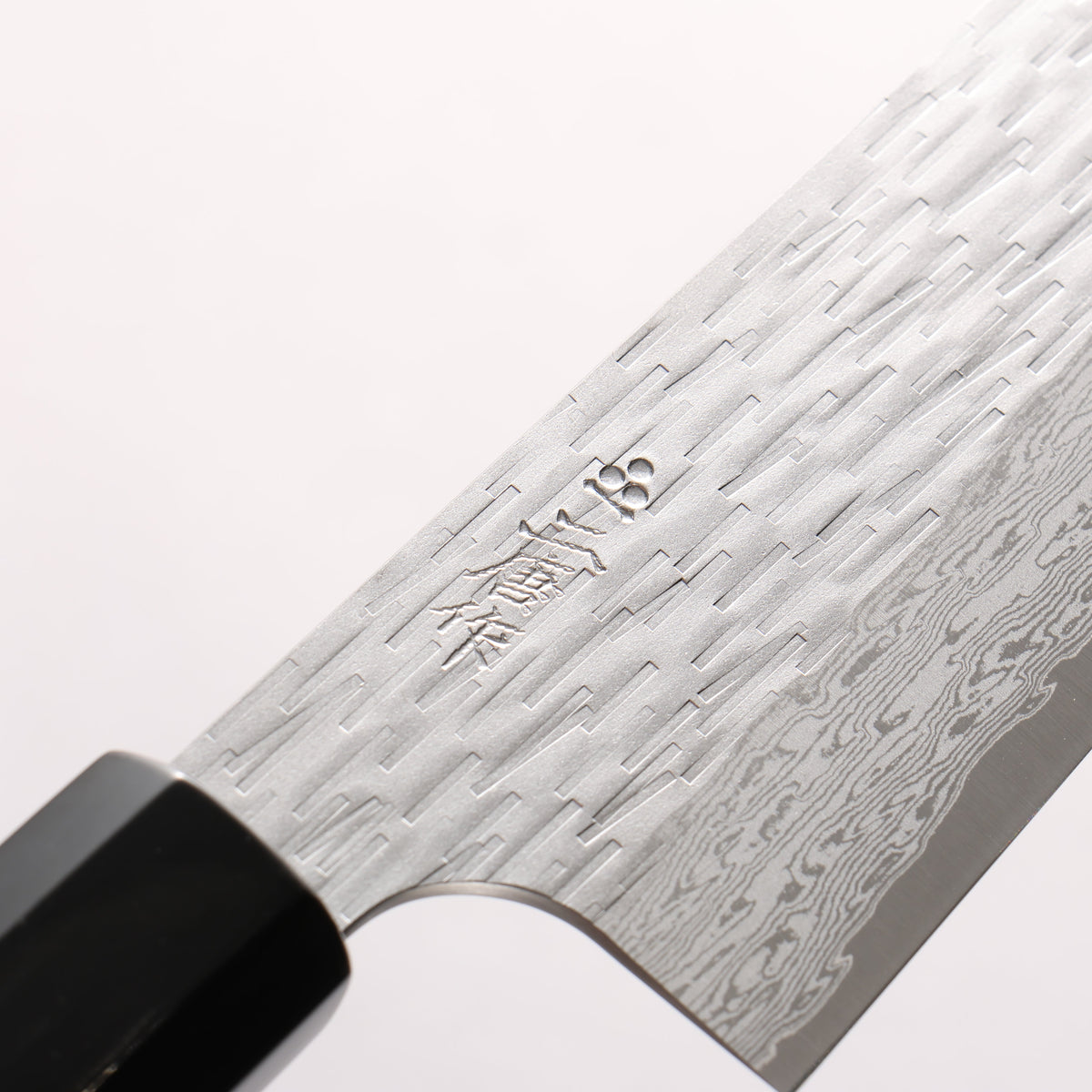二唐 VG-XEOS 鎚目 ダマスカス 牛刀包丁 225mm 黒檀 (口輪：黒水牛)柄 - 清助刃物