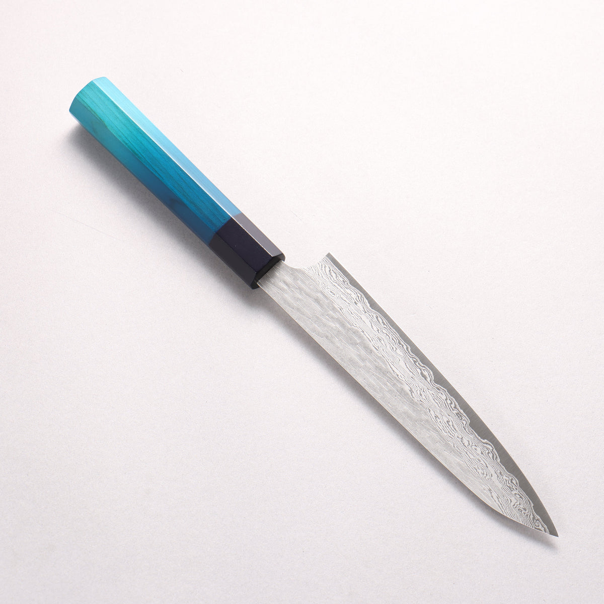 二唐 VG-XEOS 鎚目 ダマスカス ペティーナイフ 160mm 藍染柄 - 清助刃物
