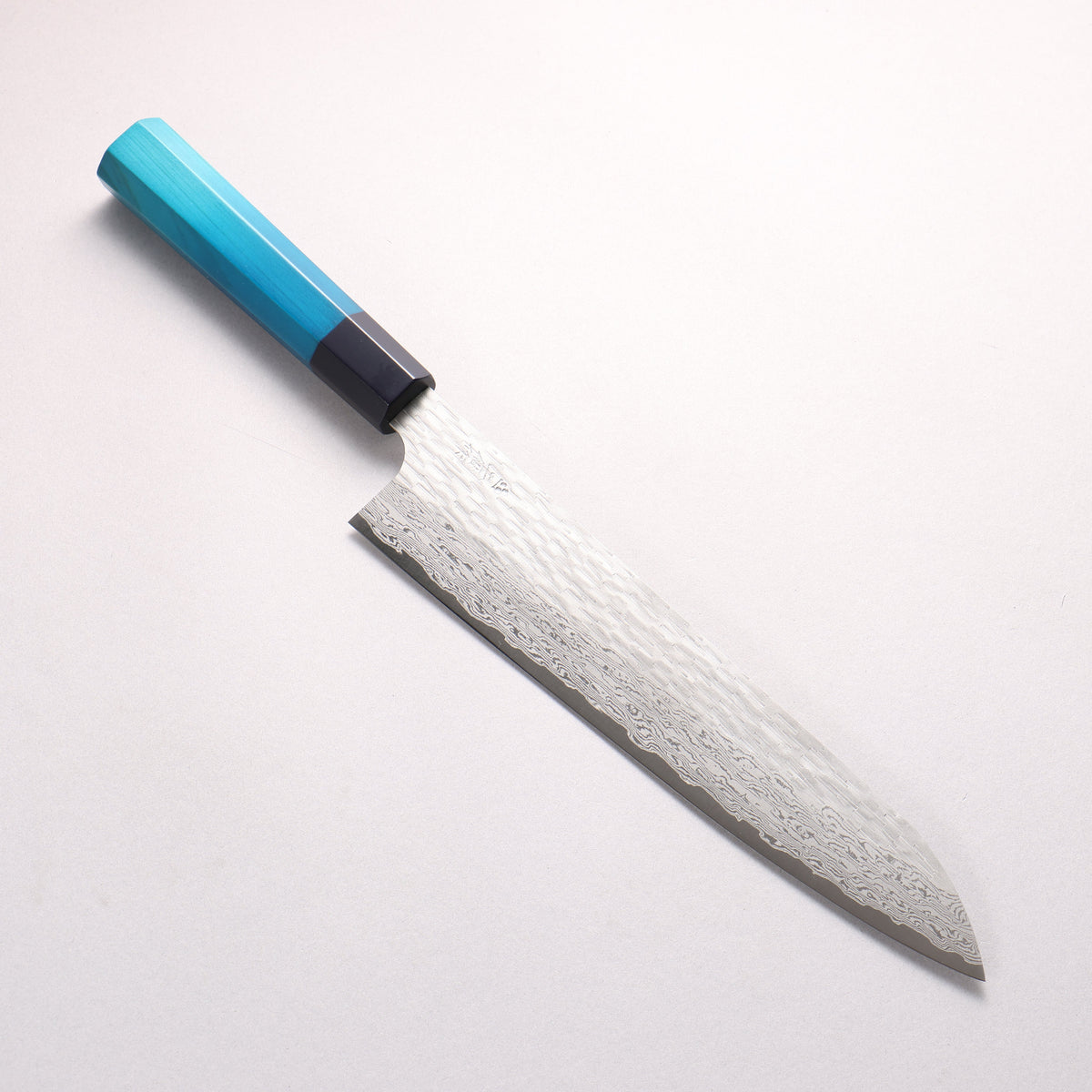 二唐 VG-XEOS 鎚目 ダマスカス 牛刀包丁 255mm 藍染柄 - 清助刃物