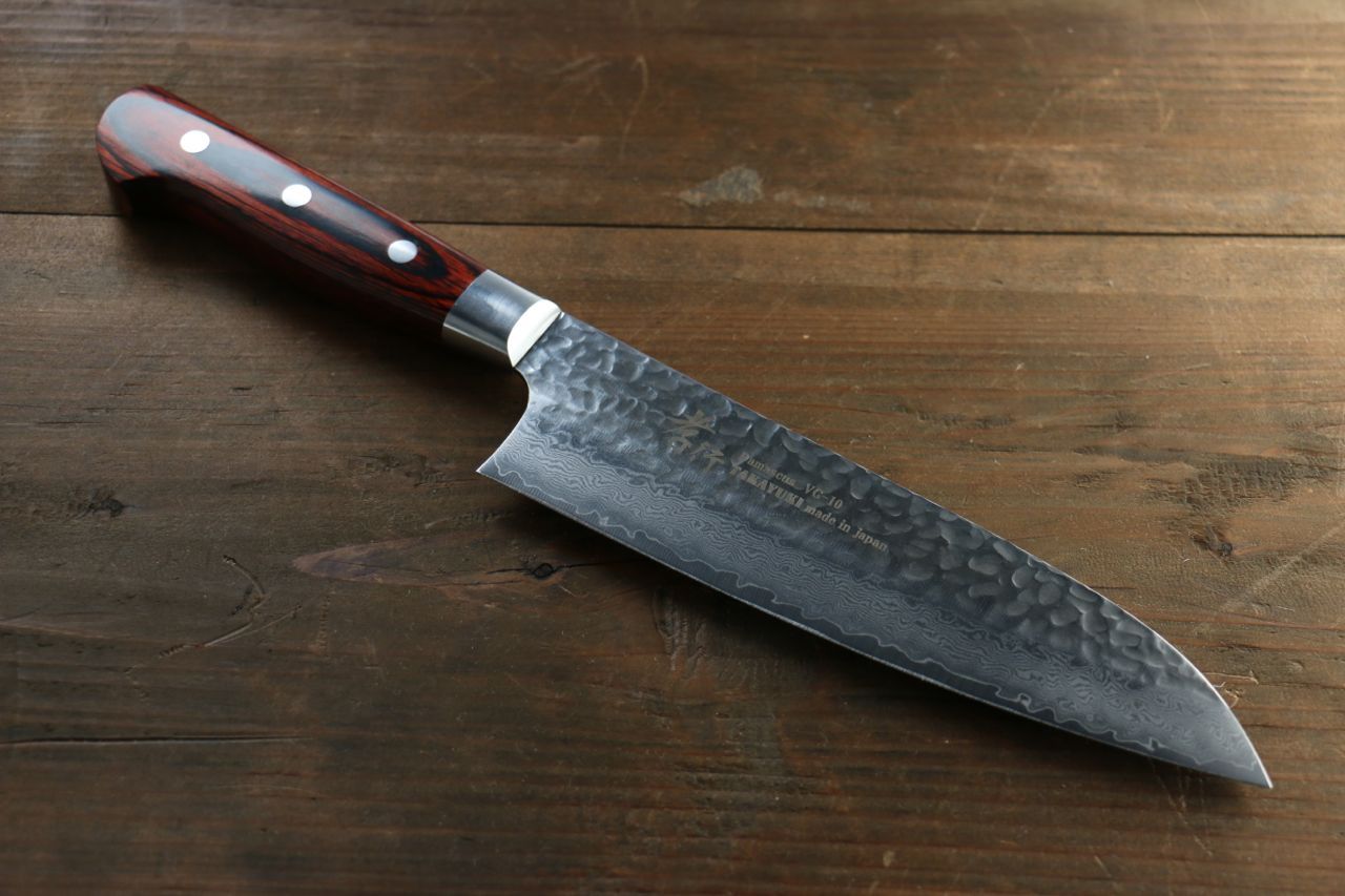 堺 孝行 VG10 33層 ダマスカス 三徳包丁 180mm マホガニー柄 - 清助刃物