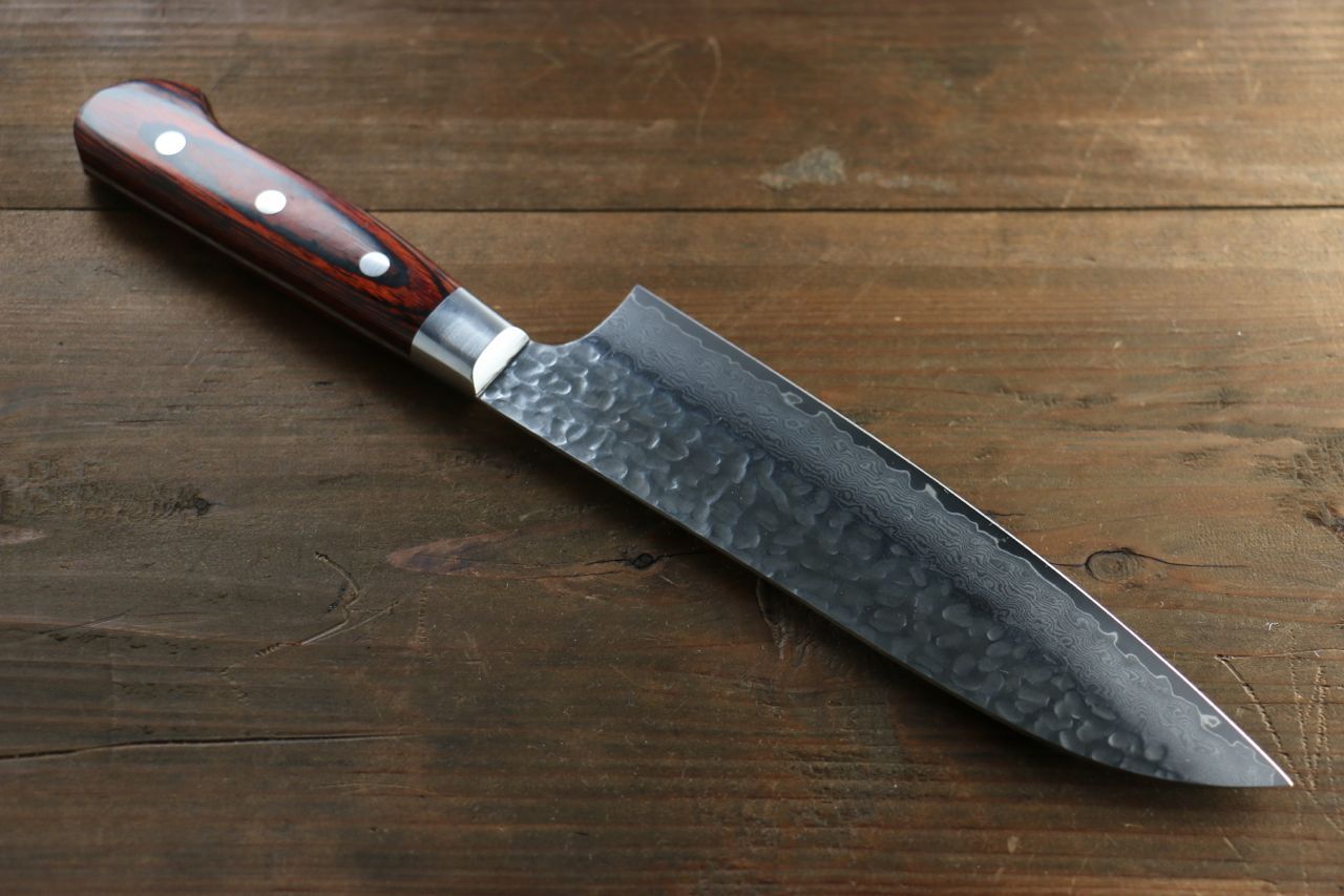 堺 孝行 VG10 33層 ダマスカス 三徳包丁 180mm マホガニー柄 - 清助刃物