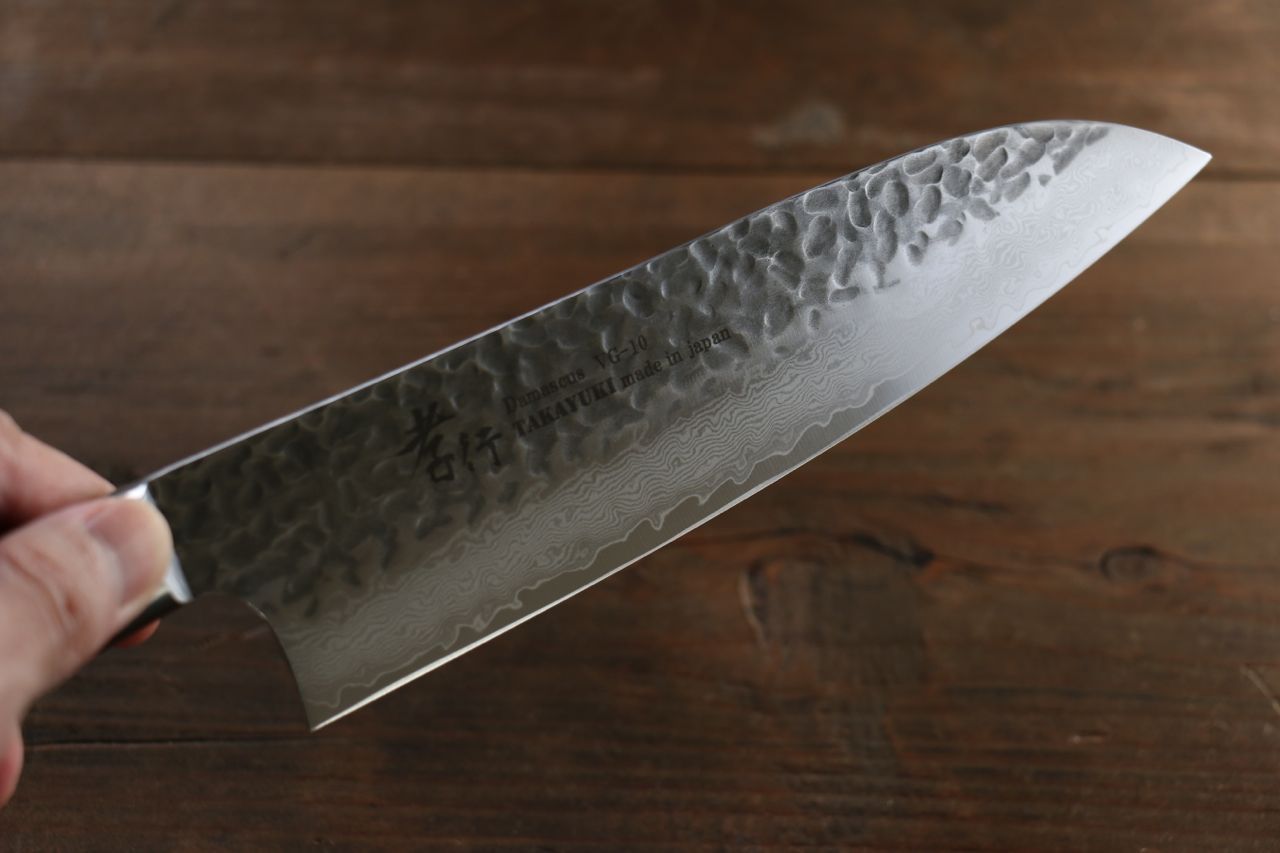 堺 孝行 VG10 33層 ダマスカス 三徳包丁 180mm マホガニー柄 - 清助刃物