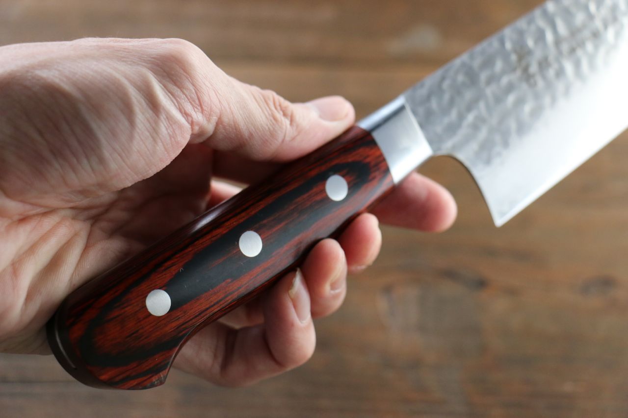 堺 孝行 VG10 33層 ダマスカス 三徳包丁 180mm マホガニー柄 - 清助刃物
