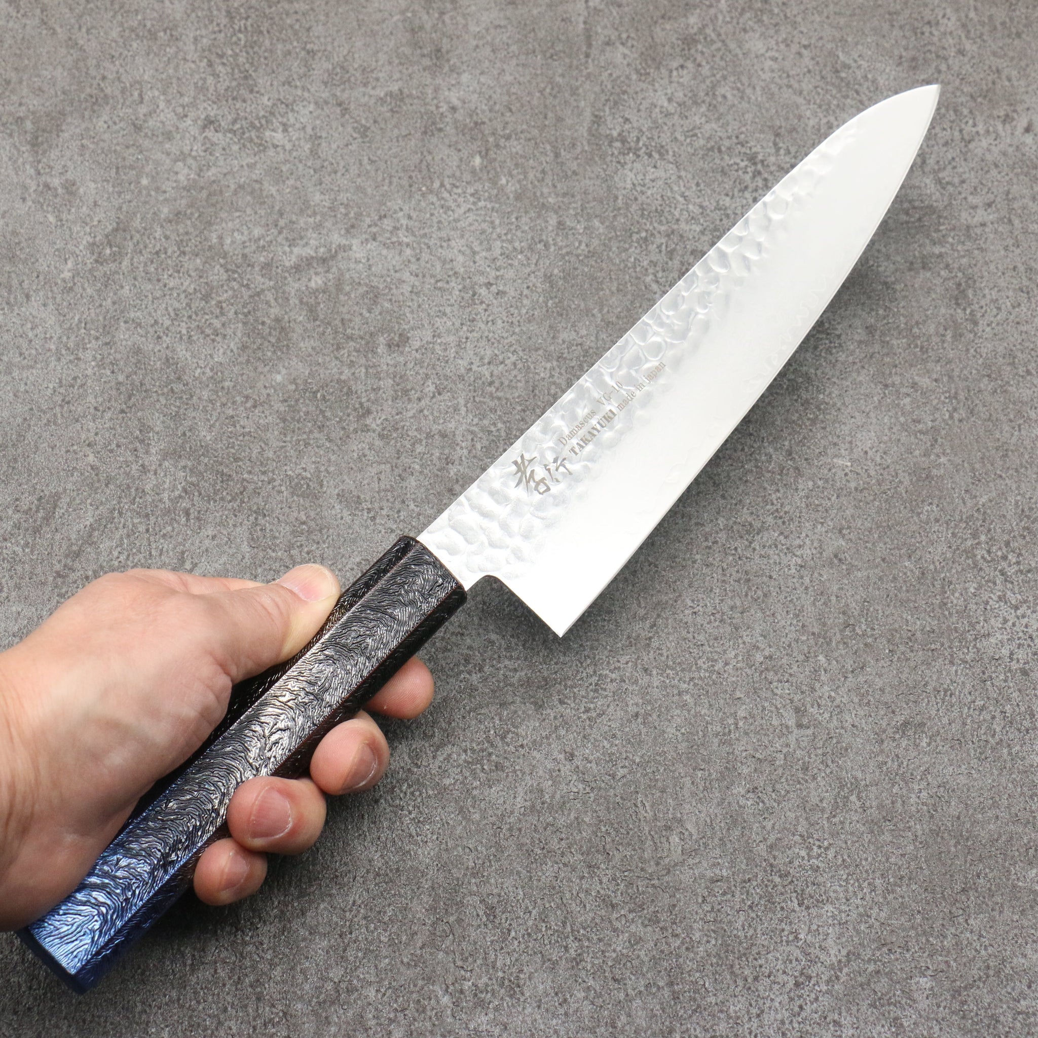 堺 孝行 琳凰 VG10 33層 ダマスカス 牛刀包丁 和包丁 210mm 青漆塗り柄 - 清助刃物