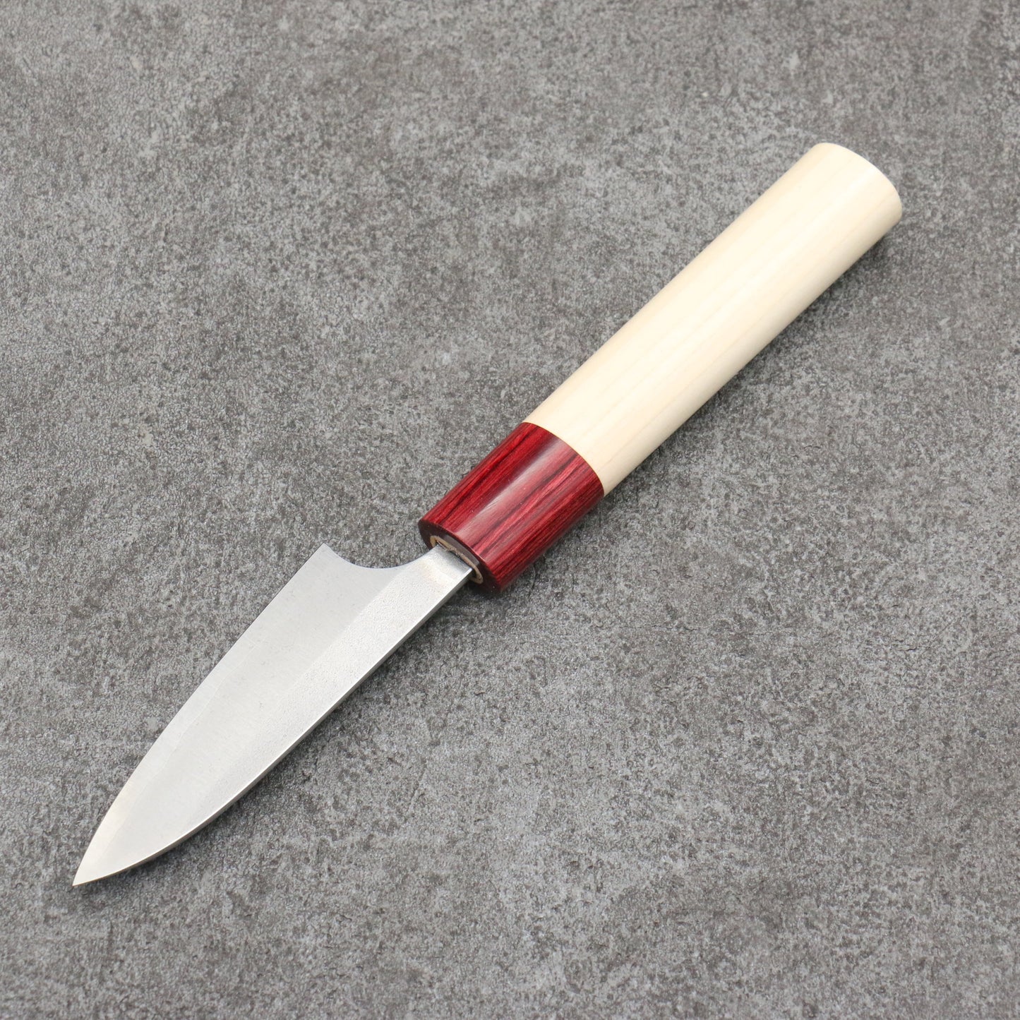 昌景 雪 白ニ鋼 梨地 パーリングナイフ 和包丁 75mm 朴柄 - 清助刃物