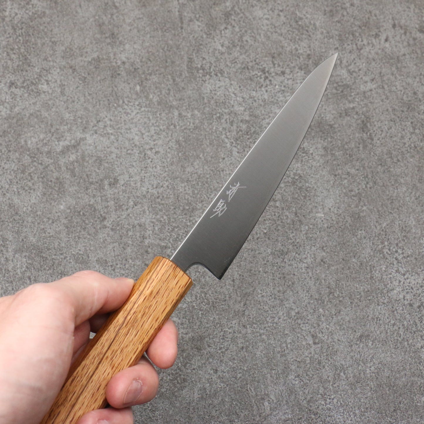 清助 銀三鋼 磨き仕上げ ペティーナイフ 135mm 白樫柄 - 清助刃物