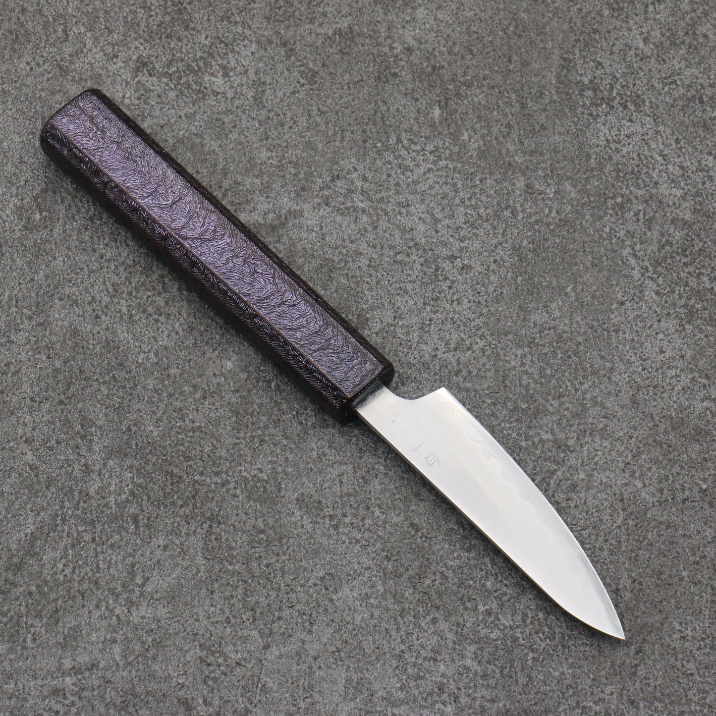 清助 白一鋼 磨き仕上げ パーリングナイフ 80mm 樫木紫漆塗り柄 - 清助刃物