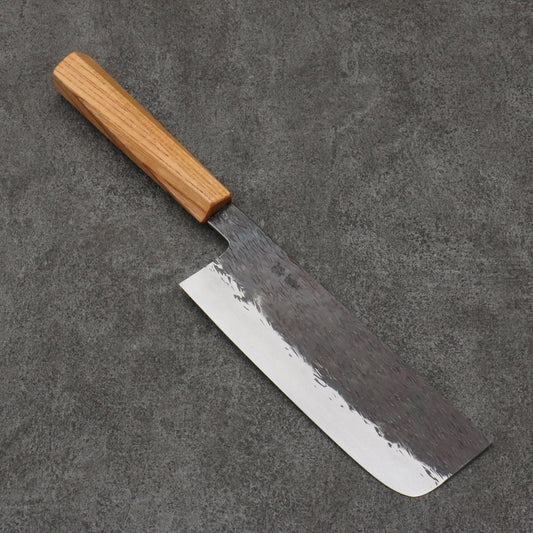 Isamitsu Abe White Steel No.1 Hammered Nakiri  165mm Oak (pentagonal) Handle 
