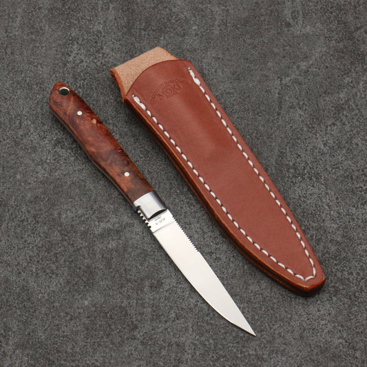 Moki Trout & Bird Fixed Blade Knife w/ Chinese Quince (light) - 清助刃物