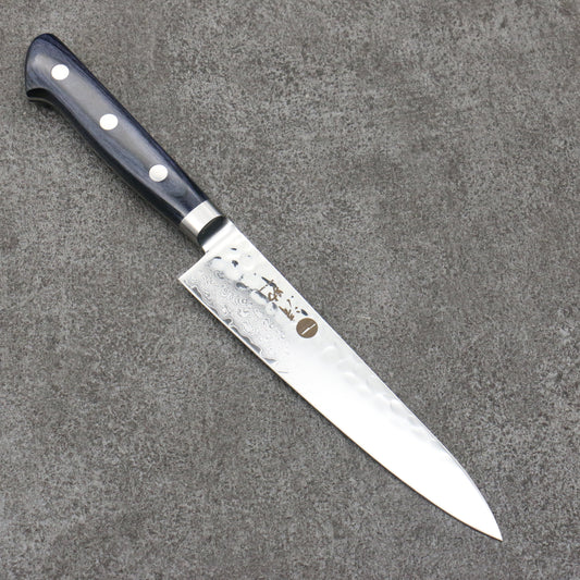 Seisuke VG10 33 Layer Hammered Petty-Utility  150mm Navy blue Pakka wood Handle 