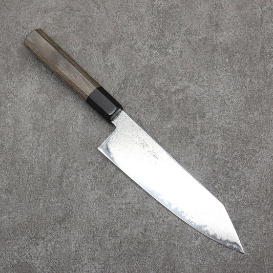 Seisuke VG10 Black Damascus Mirrored Finish Kiritsuke Santoku  180mm Gray Pakka wood Handle 