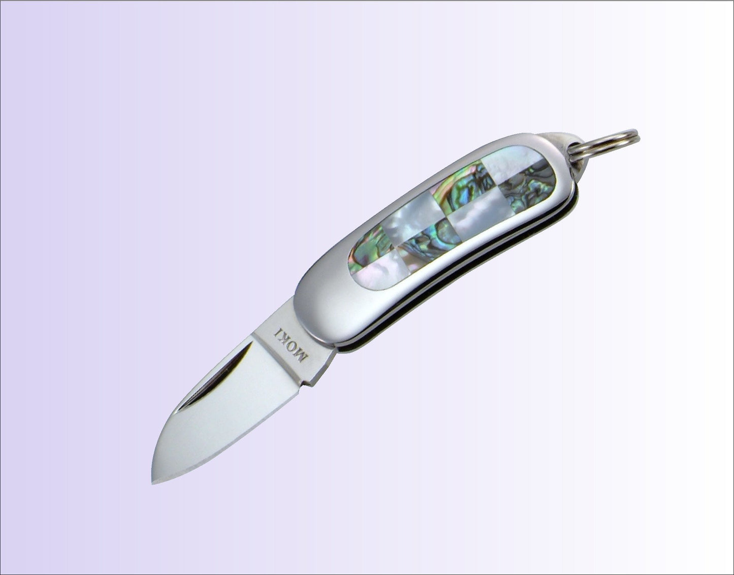 Moki Mini Pendant Pocket Knife w/ Checkered White Mother of Pearl and Abalone - 清助刃物