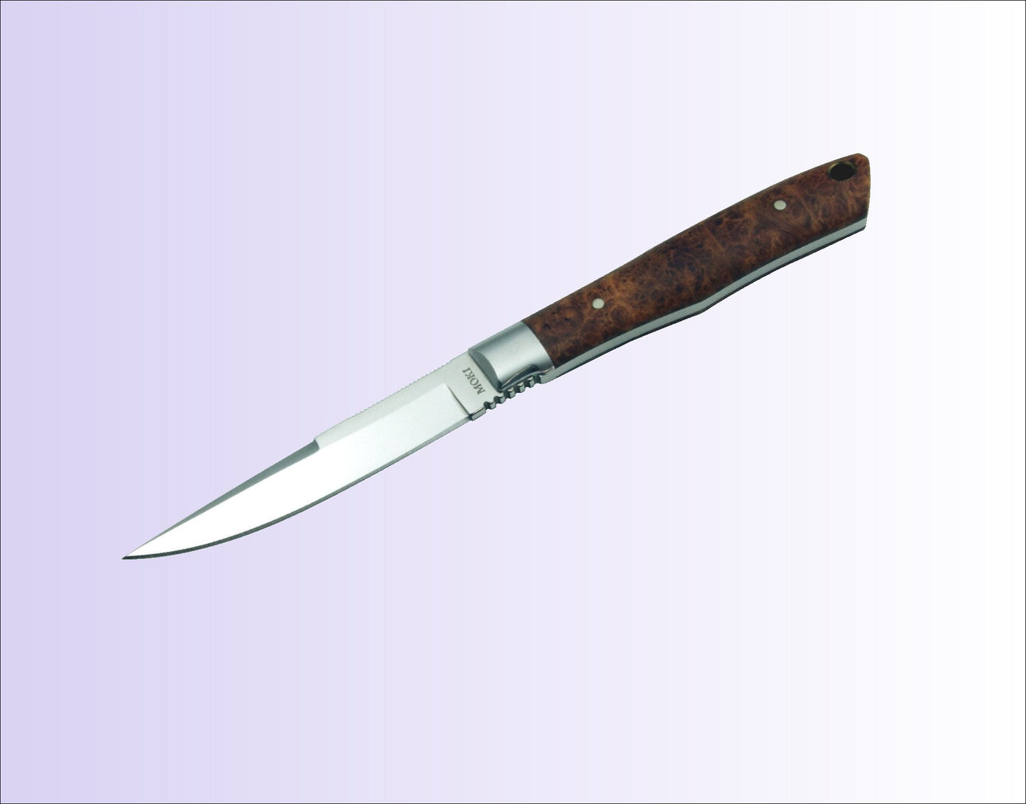 Moki Trout & Bird Fixed Blade Knife w/ Chinese Quince (dark) - 清助刃物