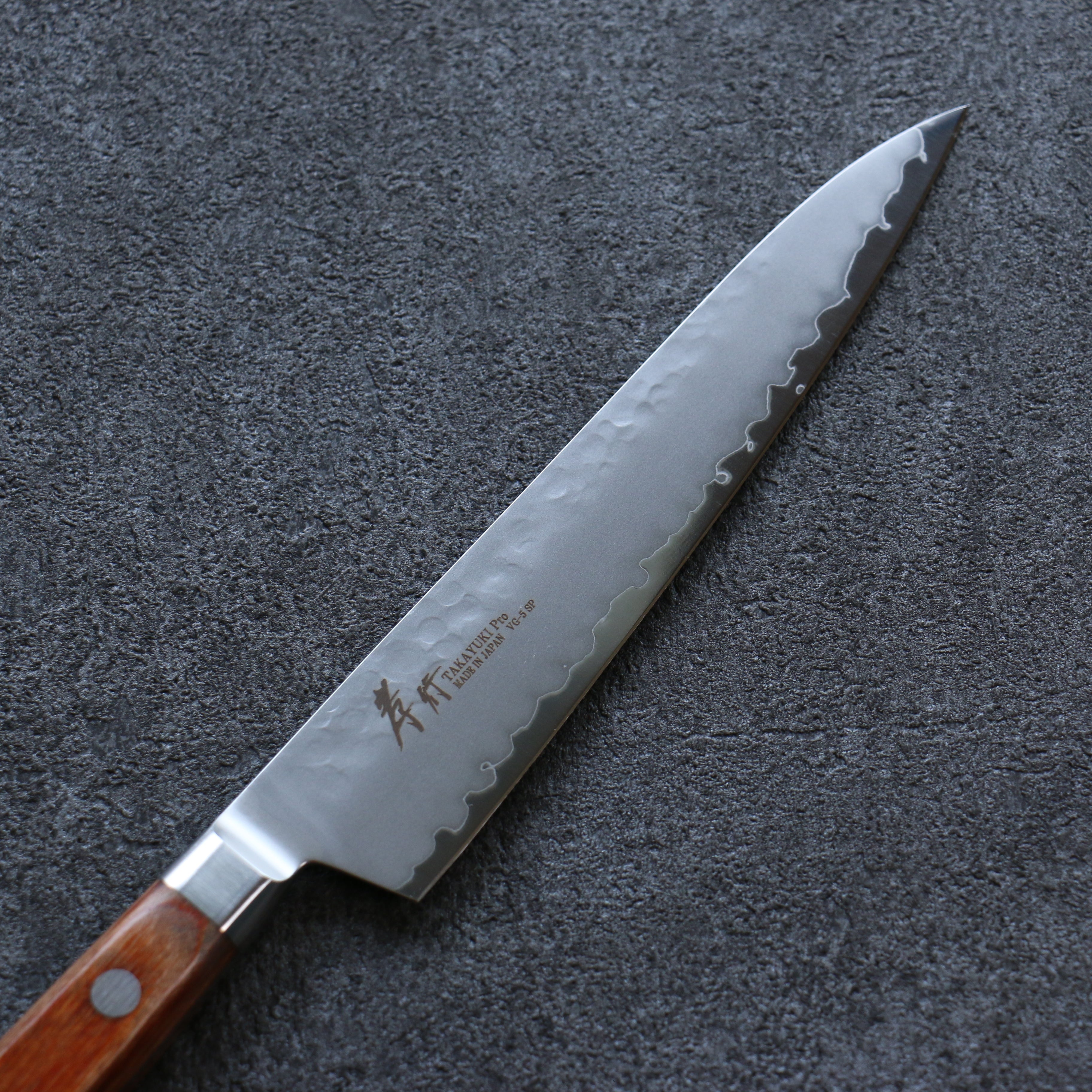 堺 孝行 V金5号 鎚目 ペティーナイフ 和包丁 150mm 茶合板柄 - 清助刃物