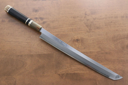 實光 至光 白鋼 先丸柳刃包丁 300mm 両側リング付き黒檀柄 - 清助刃物
