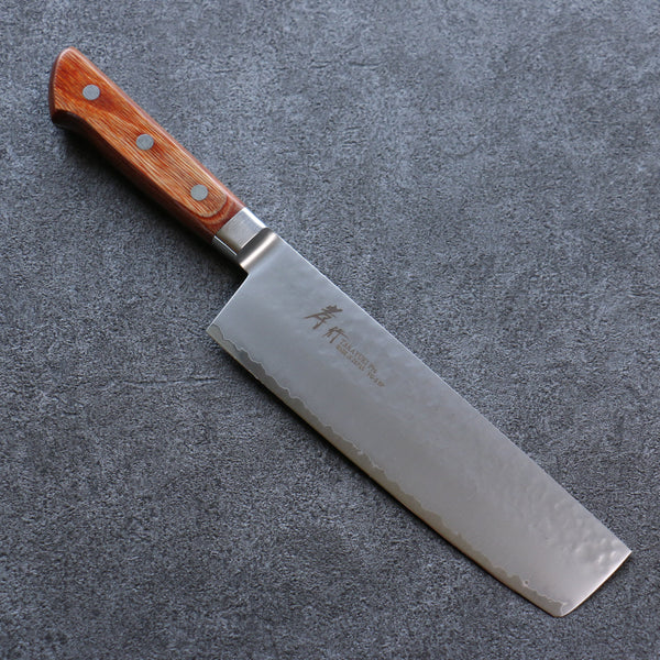 堺 孝行 V金5号 鎚目 菜切包丁 180mm 茶合板柄 – 清助刃物 Japan
