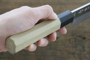 堺 菊守 V金10号 鏡面仕上げ 鎌形薄刃包丁 180mm 朴柄 - 清助刃物