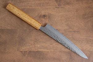 清助 月影 AUS10 磨き仕上げ 鎚目 ダマスカス ペティーナイフ  150mm 樫柄 - 清助刃物