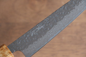 清助 月影 AUS10 磨き仕上げ 鎚目 ダマスカス ペティーナイフ  150mm 樫柄 - 清助刃物