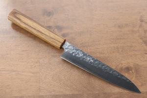 黒崎 優 閃光 R2/SG2 鎚目 ペティーナイフ 和包丁 150mm 樫漆塗り柄 - 清助刃物