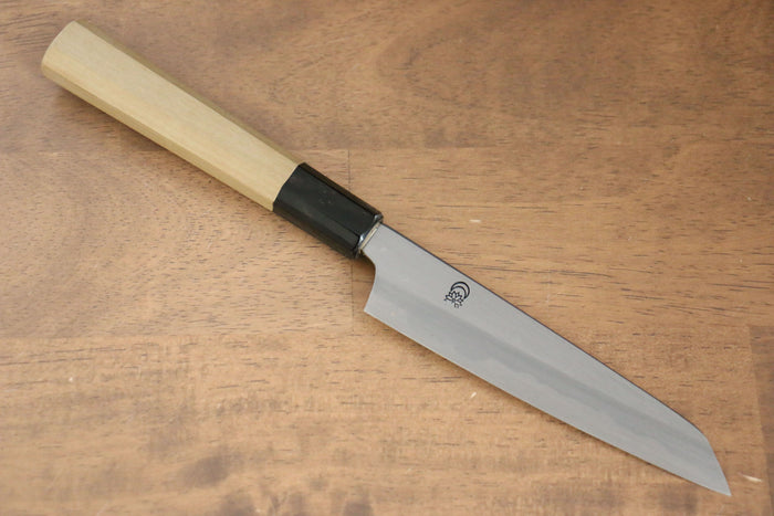 菊月 白ニ鋼 霞研 切付ペティナイフ 和包丁 135mm 朴柄