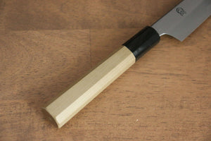 菊月 白ニ鋼 霞研 切付ペティナイフ 和包丁 135mm 朴柄 - 清助刃物