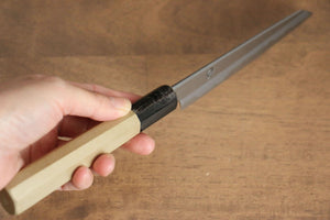 菊月 白ニ鋼 霞研 切付ペティナイフ 和包丁 135mm 朴柄 - 清助刃物