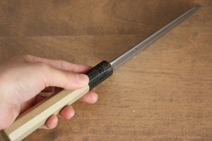 菊月 白ニ鋼 霞研 切付ペティナイフ 和包丁 135mm 朴柄 - 清助刃物