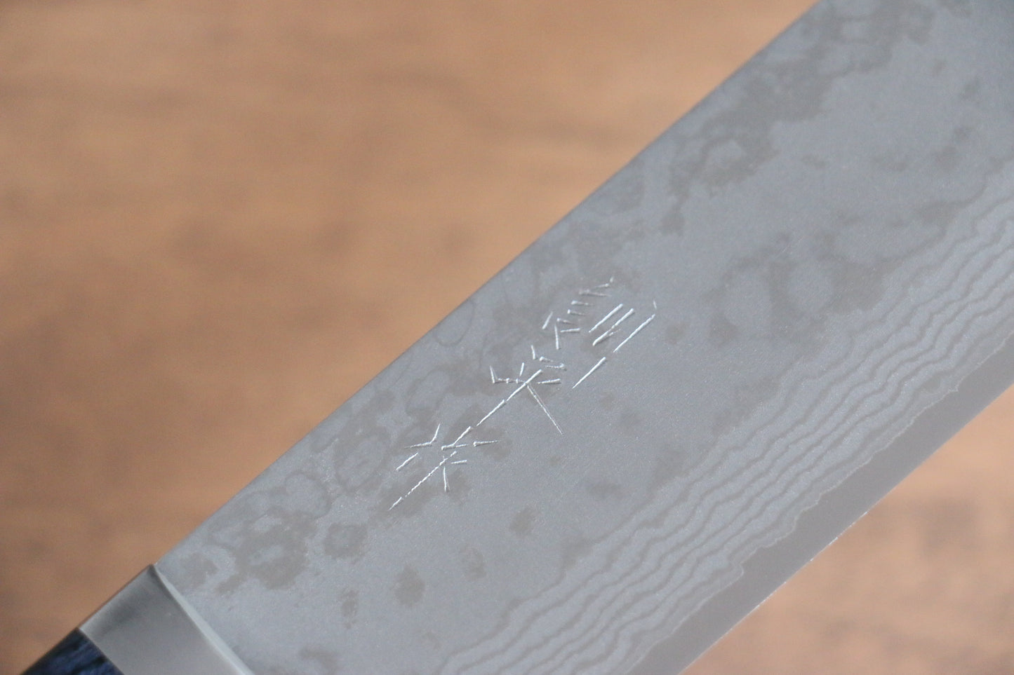 訓平 彩流（さいりゅう） V金10号 ダマスカス 薄刃包丁  165mm 合板 (紺色)柄 - 清助刃物